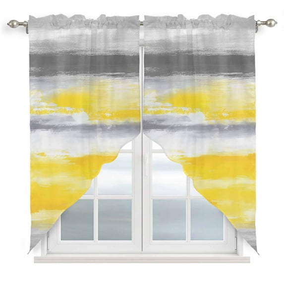 Modern Style Swag Valances for Windows 2 Pack Gradient Color Abstract Artistic Cloud Casual Swag Kitchen Curtains 45 Inches Long Rod Pocket Short Window Treatment for Kitchen Bathroom 36"x45"