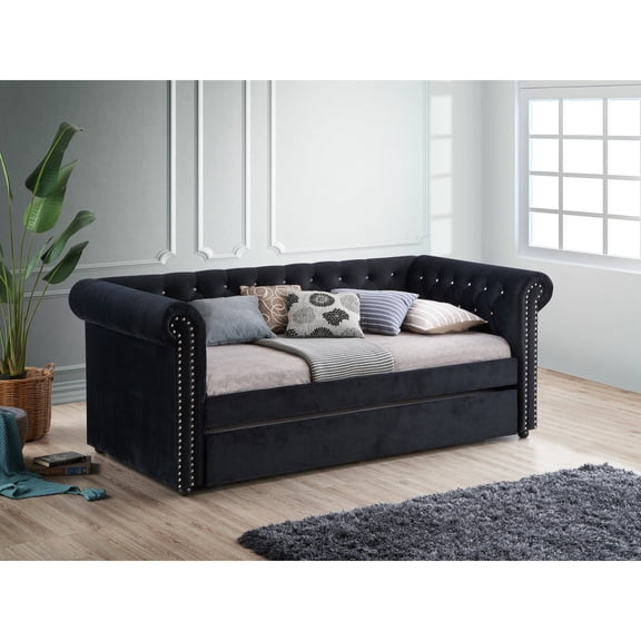 Modern Style Twin Daybed | Pull - Out Trundle for Guest Room Use | High - Strength Wood | Addresses Lack of Versatile Furniture