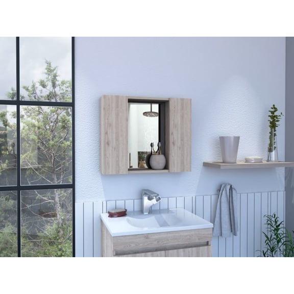 Modern Style | Wall - Mounted Bathroom Use | Light Gray Particle Board Cabinet