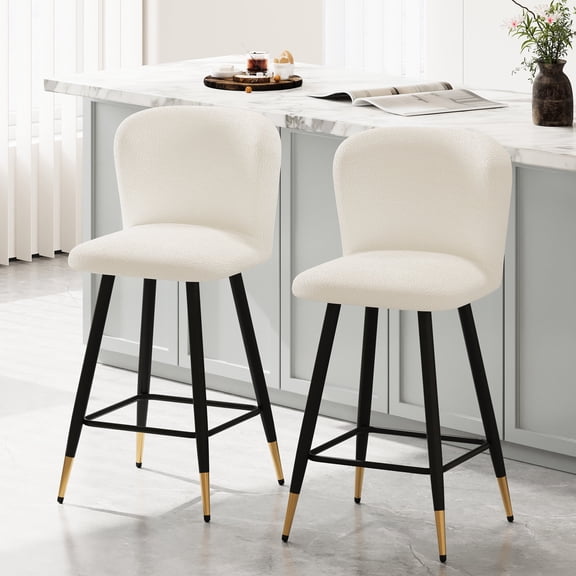 Modern Style White Barstool with Ergonomic Backrest / Provide Comfort for Dining at Kitchen Islands