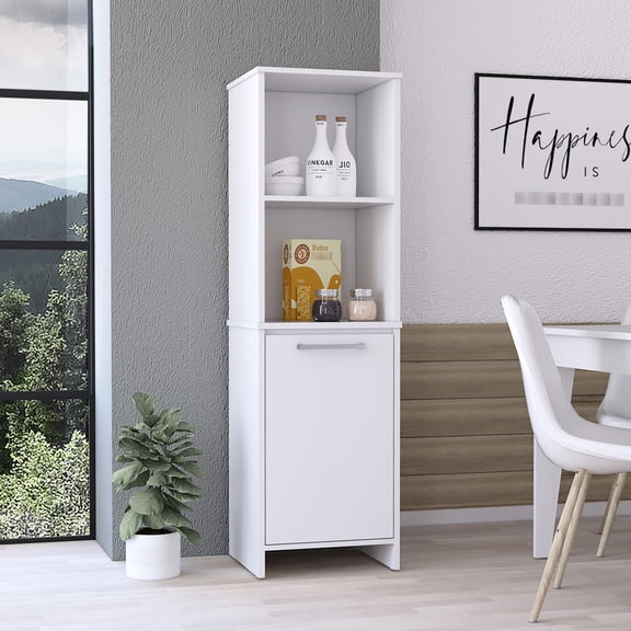 Modern Style White Engineered - Two Open and Two - Shelf Cabinet - Kitchen Decor - Beautify Kitchen Look