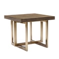 thumbnail image 1 of Modern Style Wooden End Table with Cross Cut Metal Legs, Brown and Bronze, 1 of 3