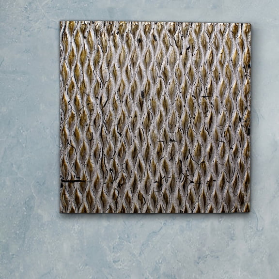 Modern Style Wooden Wall Decor with Patterned Carving, Large, Silver - Saltoro Sherpi