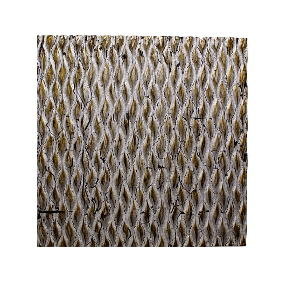 Modern Style Wooden Wall Decor with Patterned Carving, Small, Silver - Saltoro Sherpi