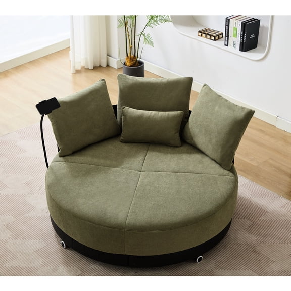 Modern Style with Green Color | Comes with 3 Pillows, Easy to Assemble | Medium-Soft Seat for Relaxing