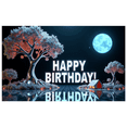 thumbnail image 1 of Modern Stylish Birthday Banner with Moonlit Tree Scene Background Party Decoration Photography Props Birthday Party Backdrop Decorations, 1 of 7