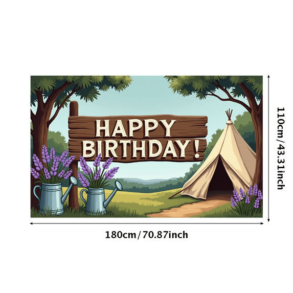 Modern Stylish Birthday Banner with Moonlit Tree Scene Background Party Decoration Photography Props Birthday Party Backdrop Decorations