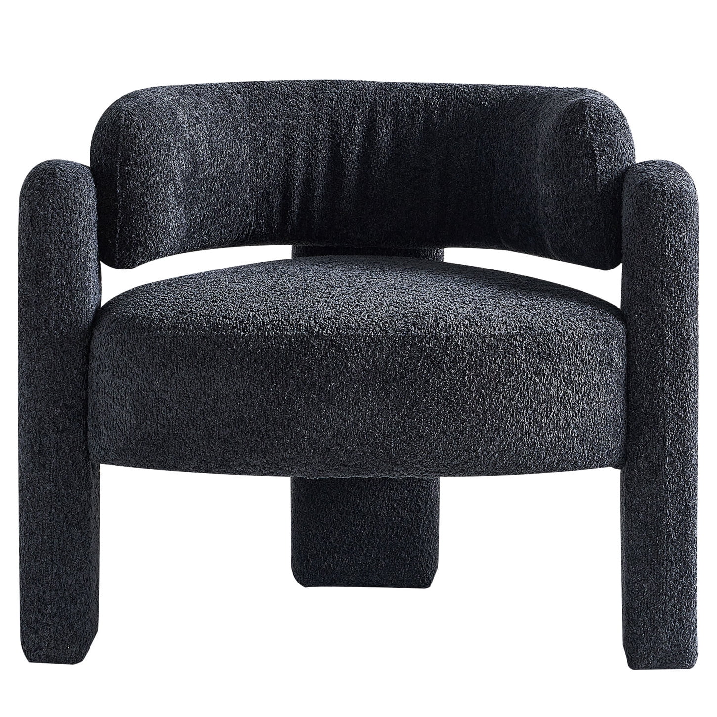 Modern Stylish Dark Grey Boucle Upholstery Accent Chair, Quick and Easy Assembly, Offers Plush ...