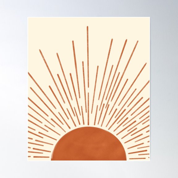 Modern Sun Rustic Geometric Abstract Poster, 8x12 UNFRAMED