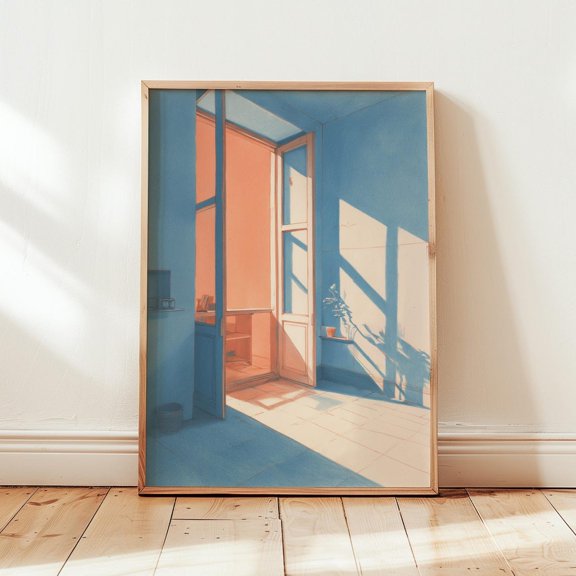 Modern Sunlit Room Interior Window Decor Wall Art