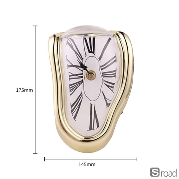Modern Surrealist Melting Clock, Quiet Non-Ticking 3D Desk Shelf Decor, Creative Home Office Gift
