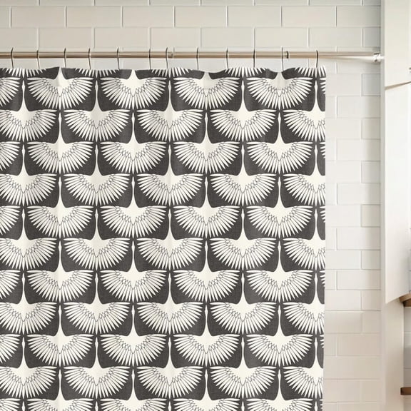 Modern Swan Shower Curtain Bird Minimalist Pattern Chic Boho Retro Neutral Cream Ivory Bathroom Vintage Vibes, Bewitching Bathroom Luxury