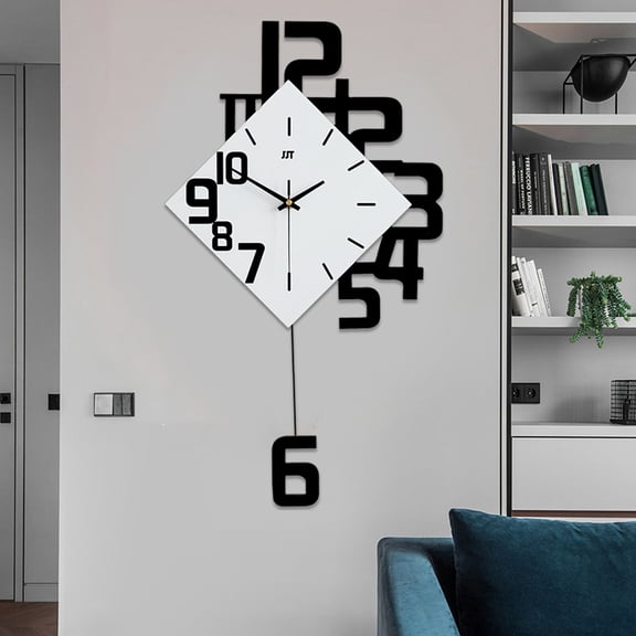 Modern Swing Metal Quartz Silent Wall Clock Nordic Design Hanging Clock 34*63cm for Living Rooms, Bedrooms, Sitting Rooms