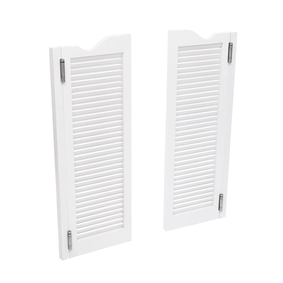 Modern Swinging Door Cafe Door Pine Wood Saloon Doors for House, Kitchen, Shop Entrance Partition Wooden Louvered Door with Quiet Hinges (White 29.9"x40.9")