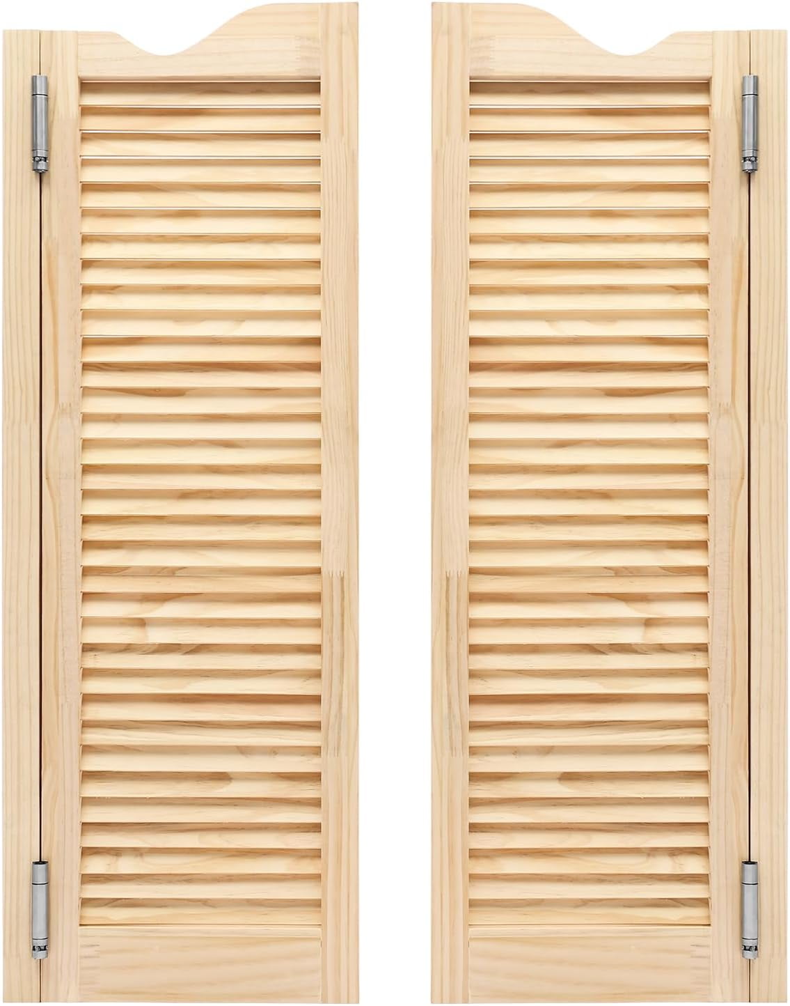 Modern Swinging Door Cafe Door Pine Wood Saloon Doors for House, Kitchen, Shop Entrance Partition Wooden Louvered Door with Quiet Hinges (Wood, 24"x40.9")