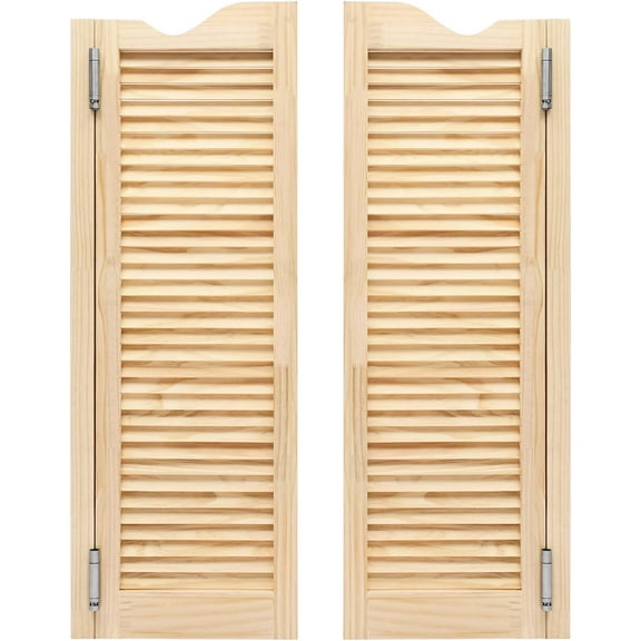 Modern Swinging Door Cafe Door Pine Wood Saloon Doors for House, Kitchen, Shop Entrance Partition Wooden Louvered Door with Quiet Hinges (Wood, 29.9"x40.9")
