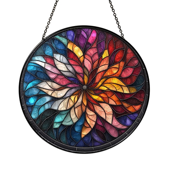 Modern Swirl Pattern Glass Panel, Decorative Stained Glass Style Art