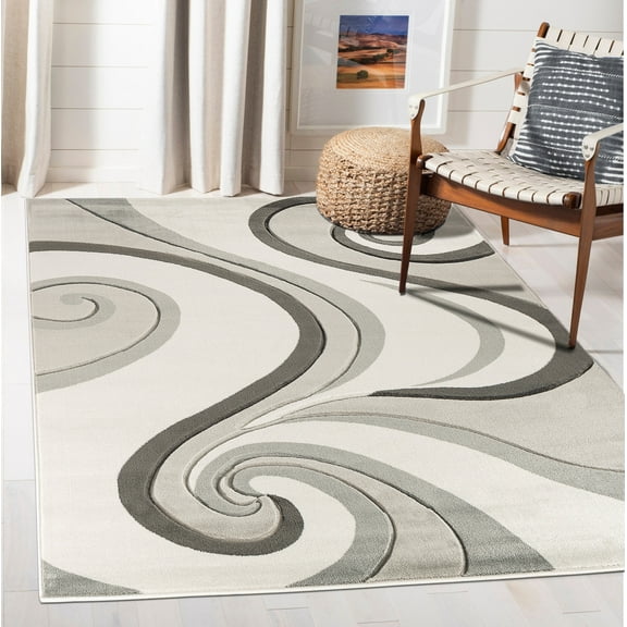 Modern Swirls Hand-Carved Soft Living Room Area Rug