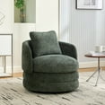 thumbnail image 1 of Modern Swivel Accent Chair, 360° Rotating Barrel Club Chair with Pillow, Chenille Upholstered Armchair for Living Room, Bedroom, Lounge, Green, 1 of 14