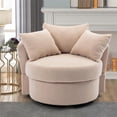 thumbnail image 1 of Modern Swivel Accent Chair Barrel Chair for Hotel Living Room Modern Leisure Chair, Upholstered Seat Multifunctional Recliner, Camel, 1 of 7