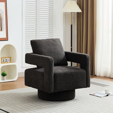 Modern Swivel Accent Chair with Comfortable Cushions | Ideal for Lounge Club, Bedroom Rest | Soft Boucle Material | Can Bear 250 Pounds of Weight