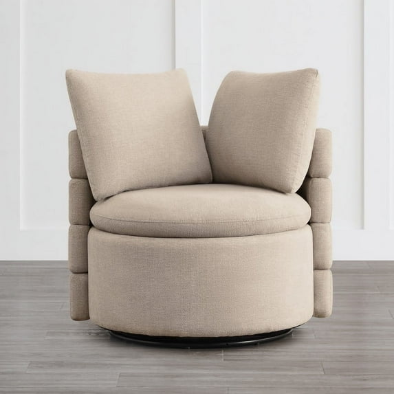 CHITA Modern Swivel Accent Chair with Storage&Pillows, Beige Grey