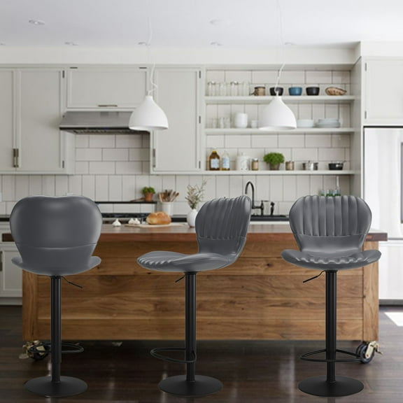 Modern Swivel Bar Chairs Adjustable Bar Stools Set of 4, Counter Height Bar Stools with High Backrest, Easy Assembly for Kitchen Island, Dining Room