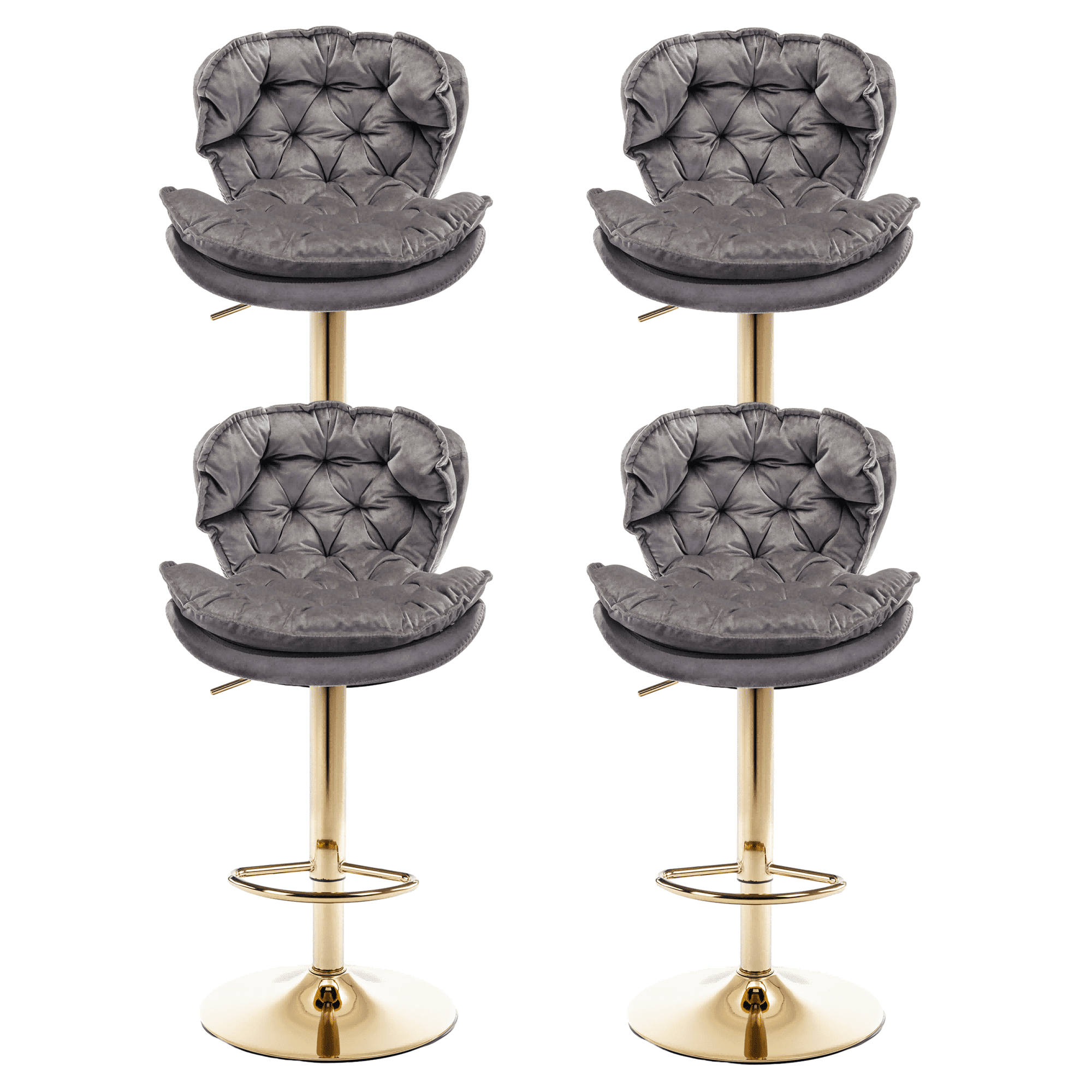 Modern Swivel Bar Stool Chair with Golden Base Adjustable Counter Height Bar Stools, Velvet ...