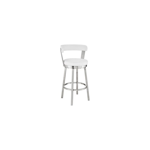Modern Swivel Bar Stool - Metal Frame, Faux Leather Seat - Kitchen & Home