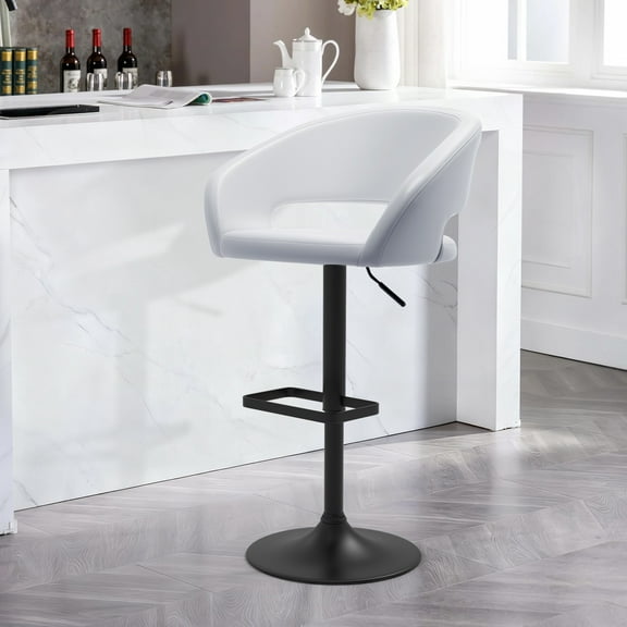 Modern Swivel Bar Stools, Adjustable PU Leather Counter Bar Chairs with Footrest for Kitchen Island Dining Room