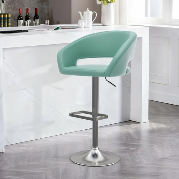 Modern Swivel Bar Stools, Adjustable PU Leather Counter Bar Chairs with Footrest for Kitchen Island Dining Room