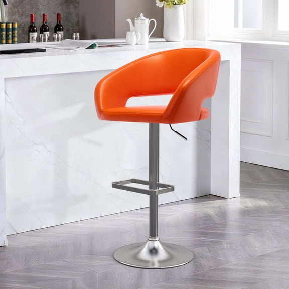 Modern Swivel Bar Stools, Adjustable PU Leather Counter Bar Chairs with Footrest for Kitchen Island Dining Room