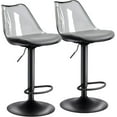 thumbnail image 1 of Modern Swivel Bar Stools Set of 2, Faux Leather Upholstered Counter Height Stools with Clear Acrylic Backrest, Adjustable Bar Stools for Kitchen Island (Gray-2, Set of 2), 1 of 16