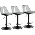 thumbnail image 1 of Modern Swivel Bar Stools Set of 3, Faux Leather Upholstered Counter Height Stools with Clear Acrylic Backrest, Adjustable Bar Stools for Kitchen Island (Grey-3, Set of 3), 1 of 16