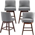 thumbnail image 1 of Modern Swivel Bar Stools Set of 4, 26" Gray Counter Height Bar Stools with Back for Kitchen Island, Fabric Upholstered Island Chairs with Wood Legs, Barstool Chairs, 1 of 6