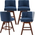 thumbnail image 1 of Modern Swivel Bar Stools Set of 4, 26" Navy Blue Counter Height Bar Stools with Back for Kitchen Island, Fabric Upholstered Island Chairs with Wood Legs, Barstool Chairs, 1 of 6