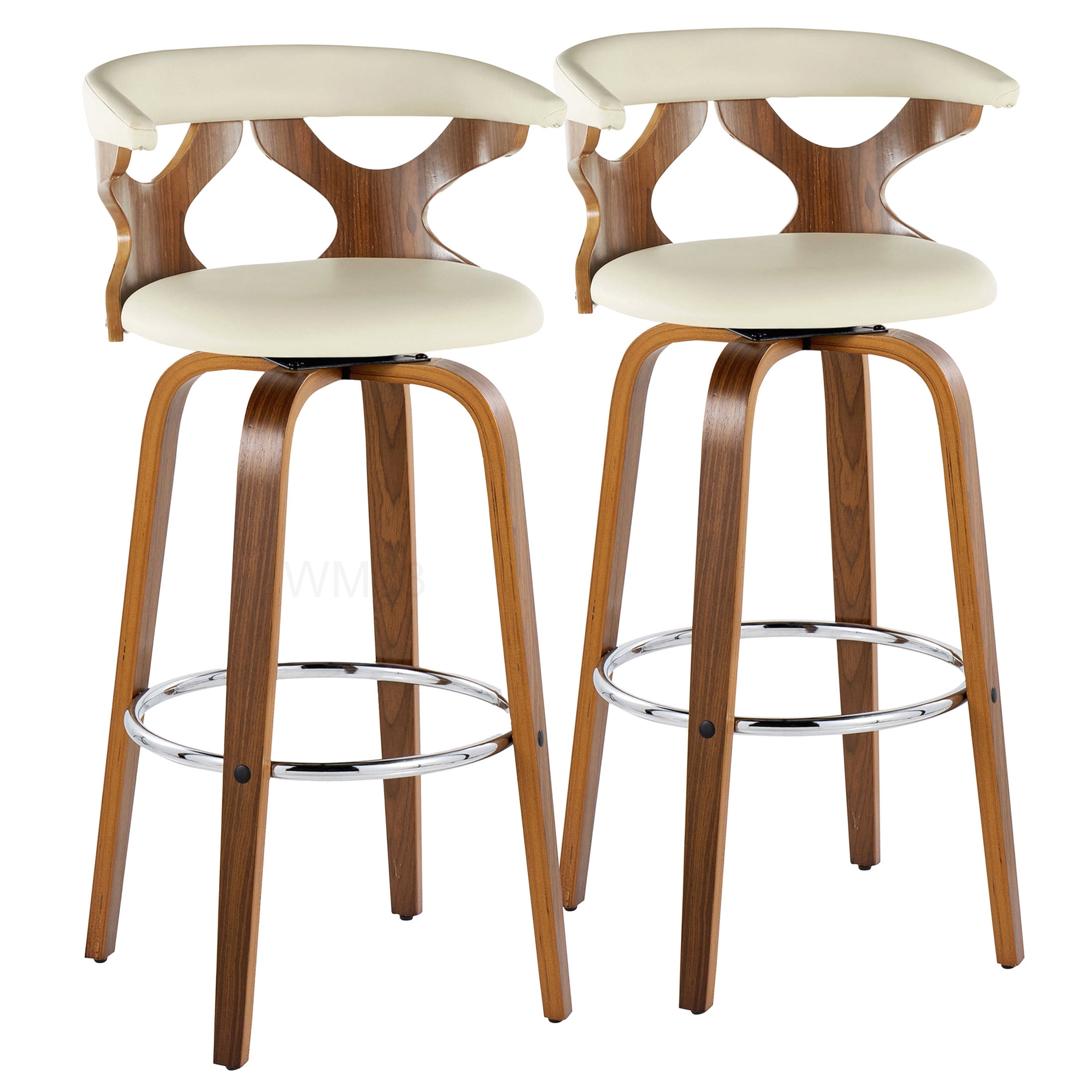 Modern Swivel Bar Stools Set of 2 with Faux Leather Seat, 30 Inch Counter Height Stools