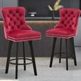 thumbnail image 1 of Modern Swivel Bar Stools with Velvet Upholstery & Button Tufted Design - 360° Rotation, Sturdy Footrest, Red Counter Stools for Kitchen Island, Bistro, Home Bar, 1 of 9