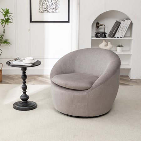 Modern Swivel Barrel Chair - 360° Rotation - Bouclé Fabric - 250lb Capacity