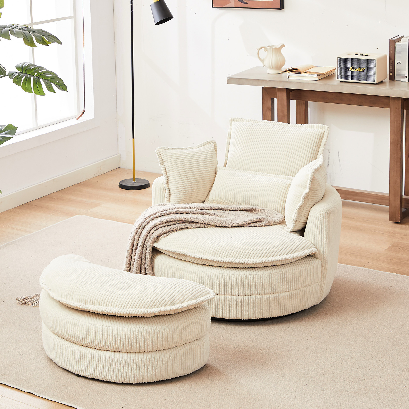 Modern Swivel Chair with Black Metal Rotating Base / Rotate Freely for ...