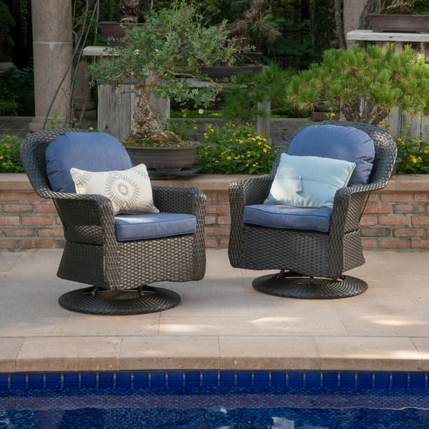 Modern Swivel Club Chairs Set of 2 Outdoor Patio Chairs 2 PCS Upholstered Chairs for Indoor Outdoor LIAM Collection Home Furniture Blue Walmart Business Supplies