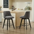 thumbnail image 1 of Modern Swivel Counter Chairs in Linen Fabric with Button-Tufted Backrest Set of 2 for Bar Kitchen Island Dining Room, 1 of 9