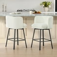 thumbnail image 1 of Spruce & Spring Modern Swivel Counter Stool with Barrel-Back Design and Upholstered Seat BeigeSet of 2, Beige, 1 of 16