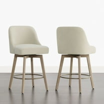 Spruce & Spring Modern Swivel Counter Stool with Upholstered Seat and Rounded Back for Kitchen or Bar Set of 2, Ivory
