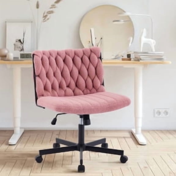 Modern Swivel Desk Chair - Criss-Cross Leg Design, Armless Wide Seat | Adjustable Height, 300lbs Capacity | Rolling Office Chair for Work, Gaming & Study
