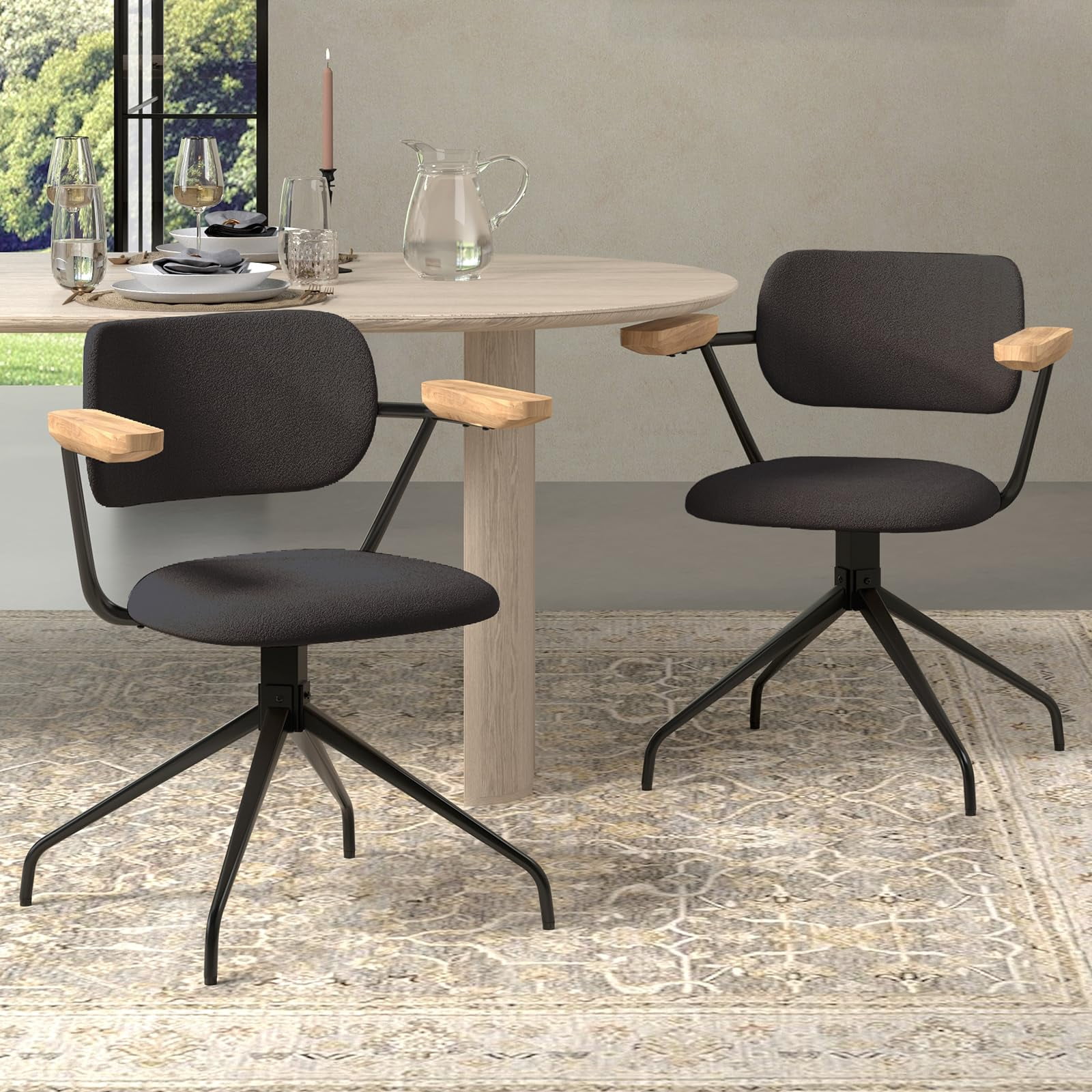 Modern Swivel Dining Chairs Set of 2 with Arms,Upholstered Comfortable — free download
