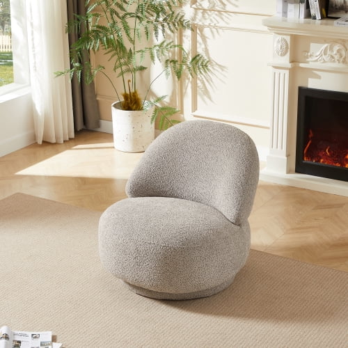 Modern Swivel Fabric Accent Chair - 360° Rotation - Space-Saving Design ...