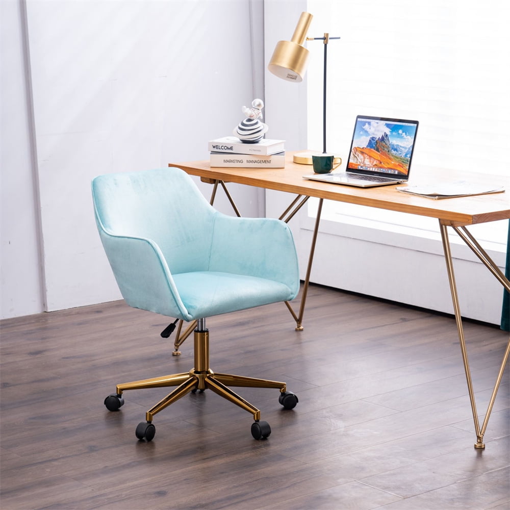 Modern Swivel Home Office Chair, Cute Mid-Back Velvet Upholstered ...