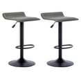 thumbnail image 1 of Modern Swivel PU Leather Airlift Barstools, Adjustable Backless Bar Stool Set of 2, Kitchen Counter Height Bar Chair for Dining Room (Gray, Black Base), 1 of 10