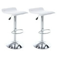 thumbnail image 1 of Modern Swivel PU Leather Airlift Barstools, Adjustable Backless Bar Stool Set of 2, Kitchen Counter Height Bar Chair for Dining Room (White, Silver Base), 1 of 10